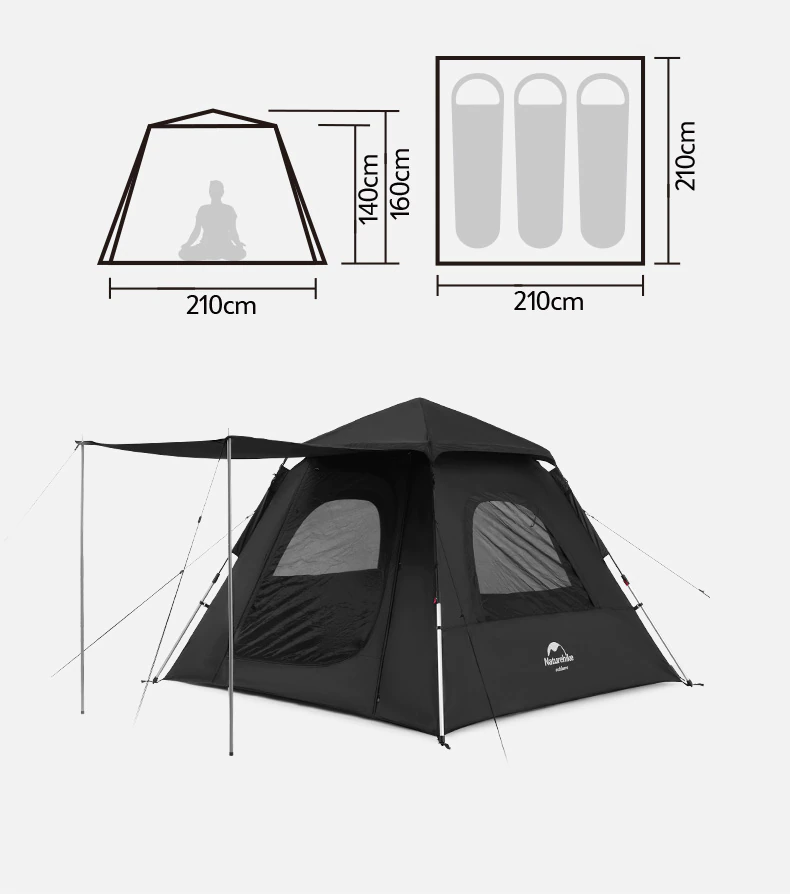 Cheap Goat Tents  Outdoor Ango Automatic Tent 3 4 People Quick Open With Large Hall 2 Doors Camping Tents Five Sided Ventilation UPF50+   